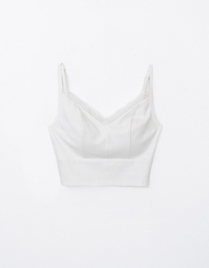 Sexy Lace Trim Thin Strap Cami Bra Top