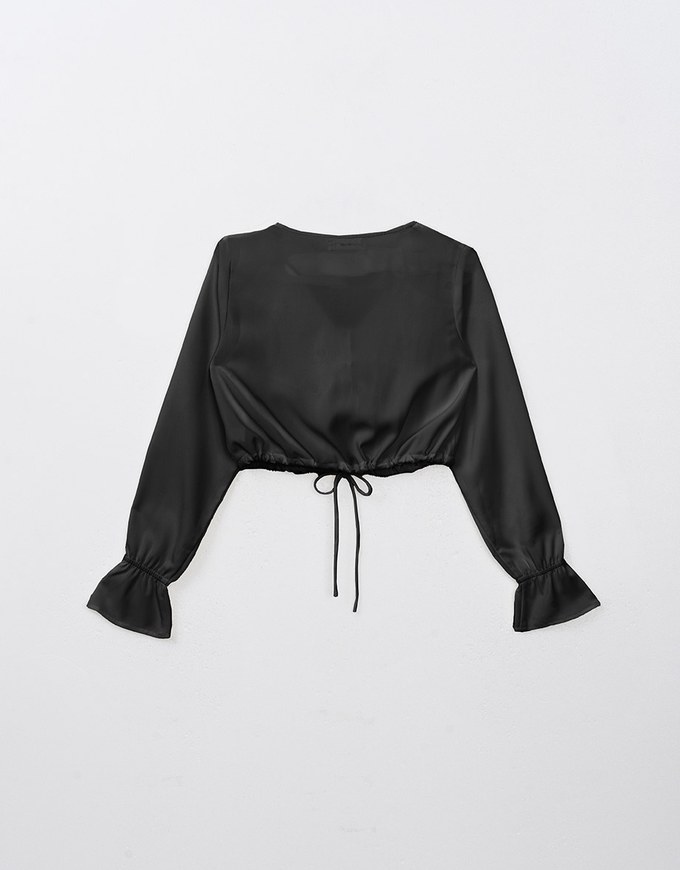 Ruffle Flare Hem Long Sleeve Blouse