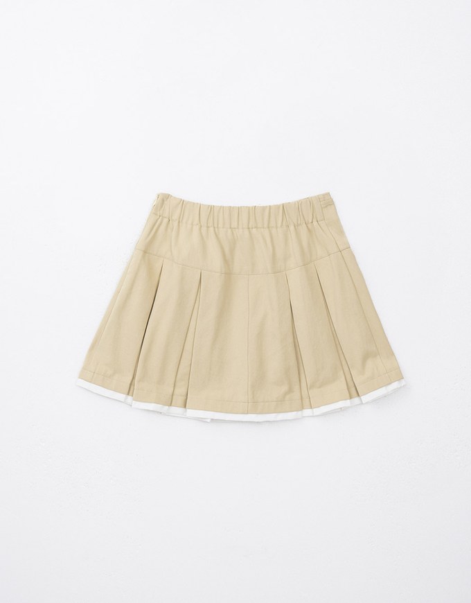 Heavyweight Patchwork Drawstring Pleated Mini Skirt