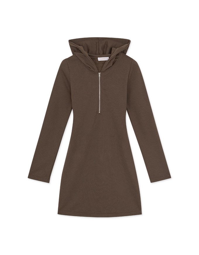 Half-zip Hollow Hooded Dress