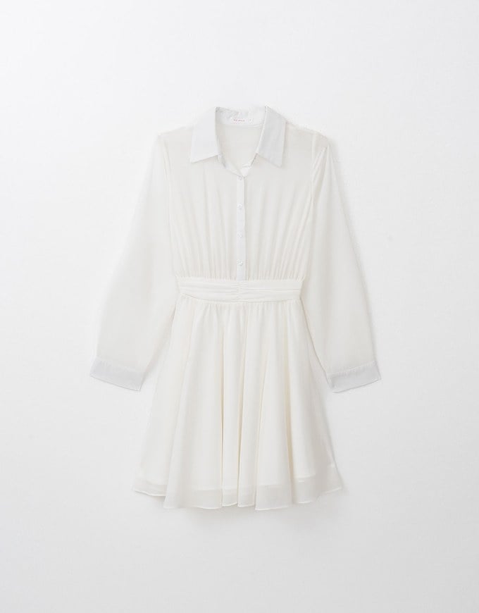 Sheer Chiffon Shirt Mini Dress
