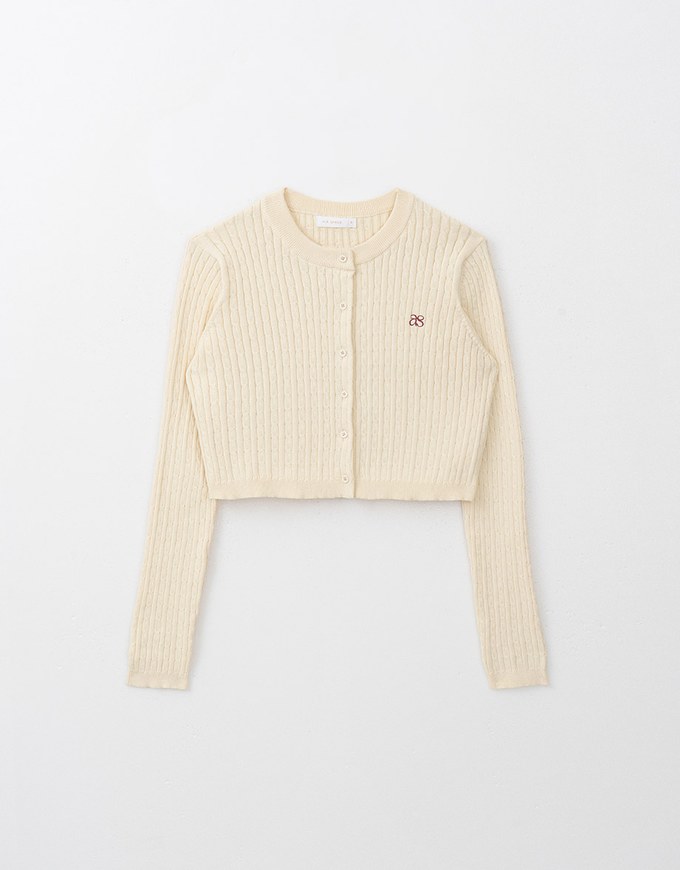 Brand Logo Cable Knit Cardigan Top