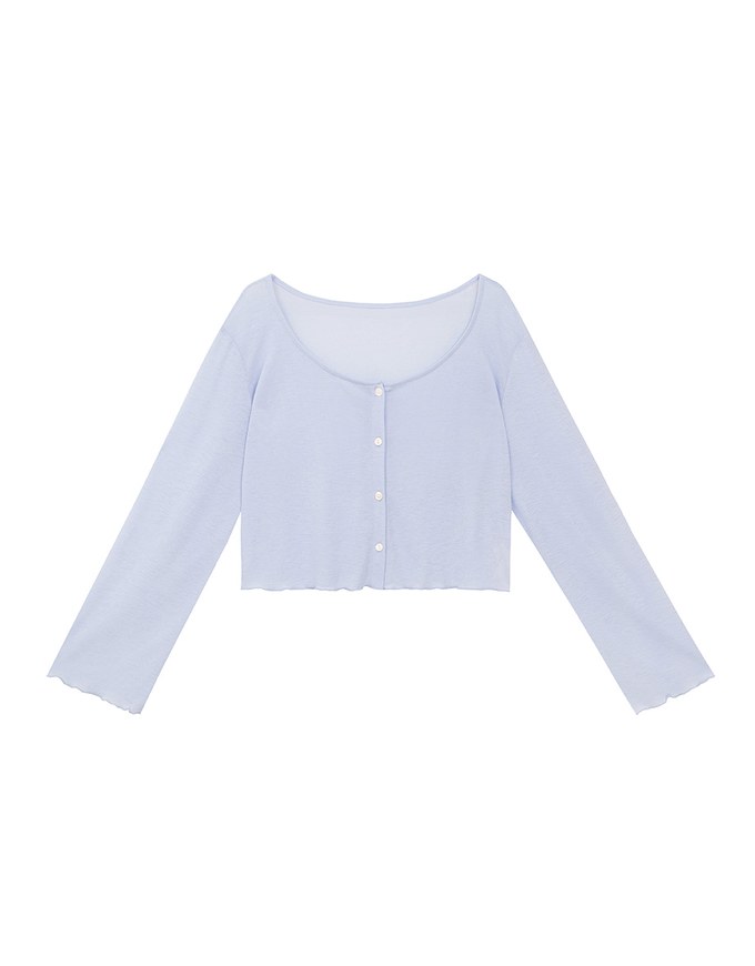 Sheer Ruffled Button Down Top