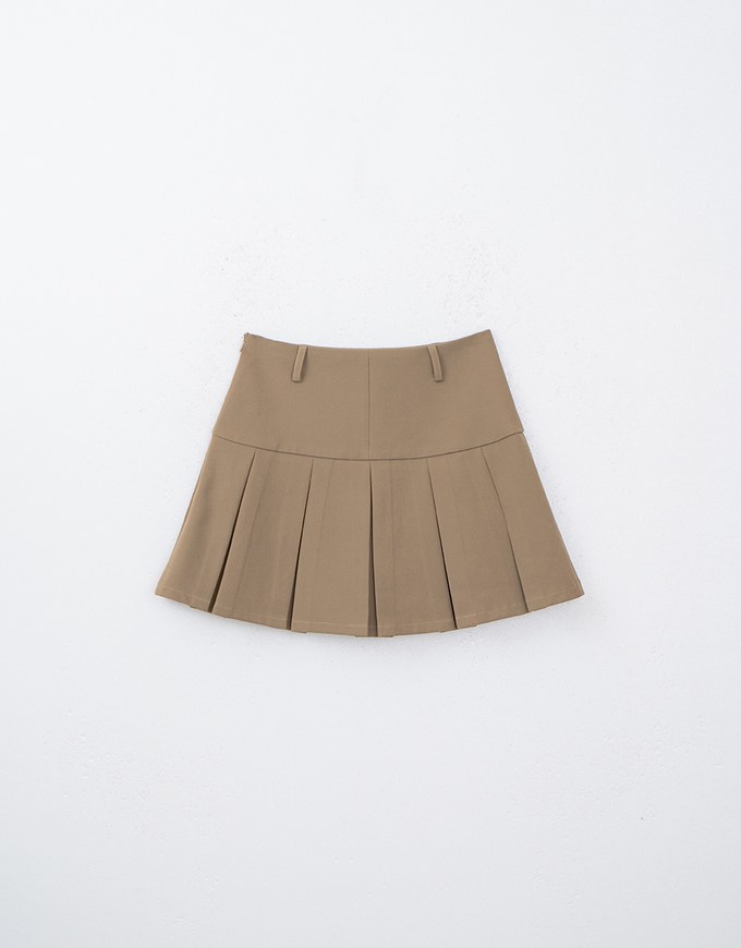 Wide Waist Pleated Suit Skirt