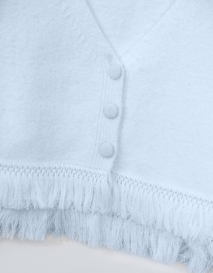 Long Sleeve Knit Top with Fringe Design