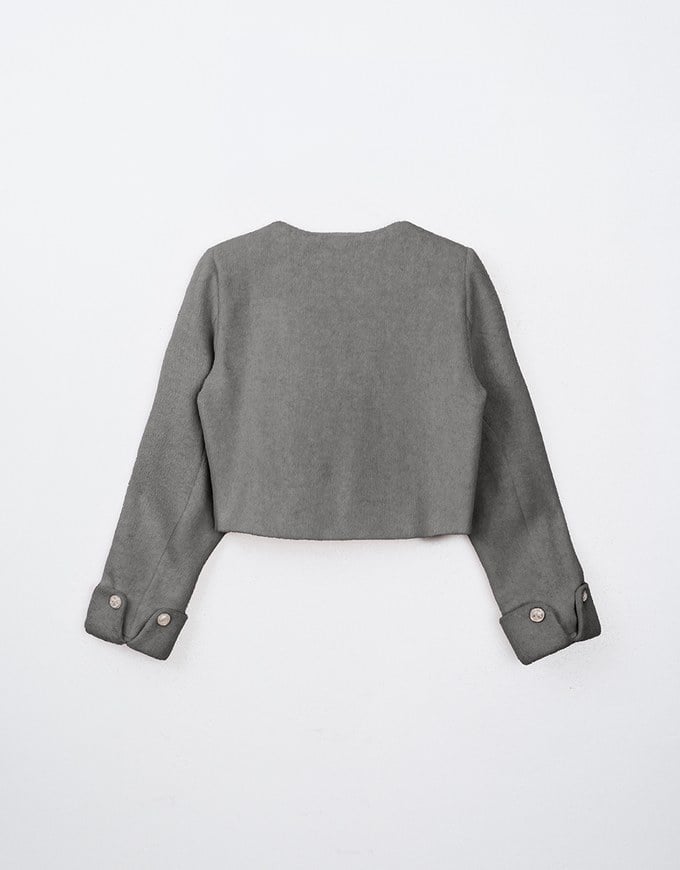Fluffy Faux Mink Fur Buttoned Jacket (With Shoulder Pads)