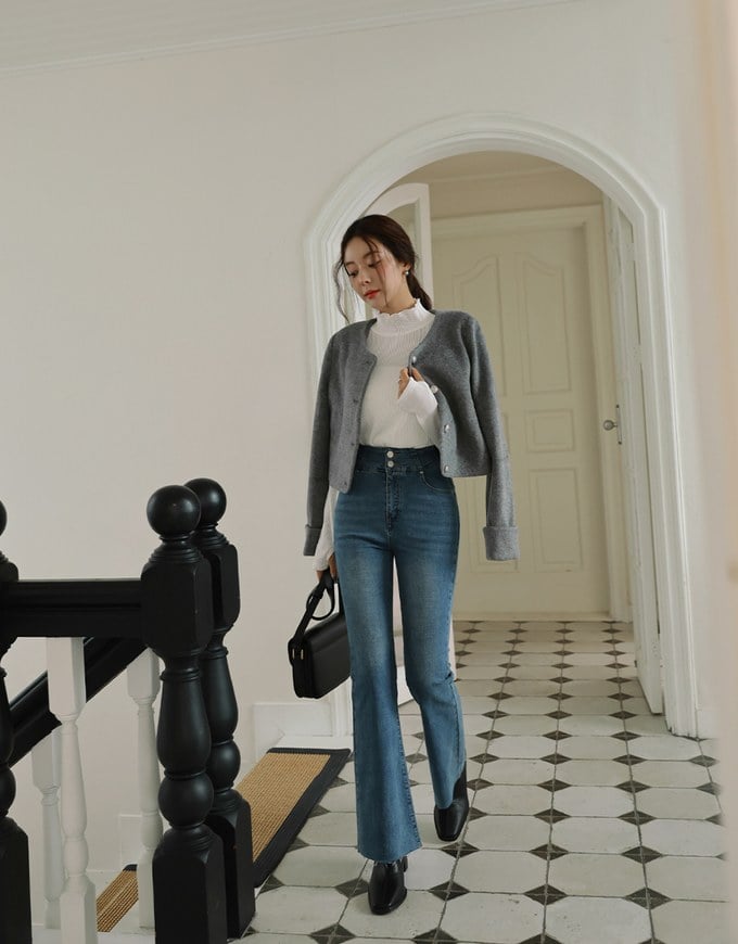 Fluffy Faux Mink Fur Buttoned Jacket (With Shoulder Pads)