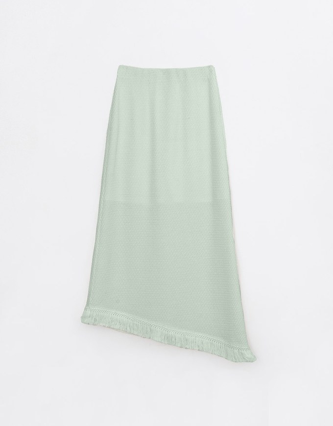 Casual Woven Long Skirt With Fringe Hem Design