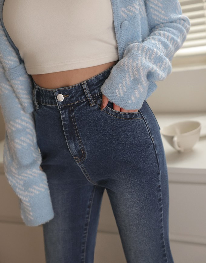 Vintage Washed High Waist Jeans Denim Flare Pants