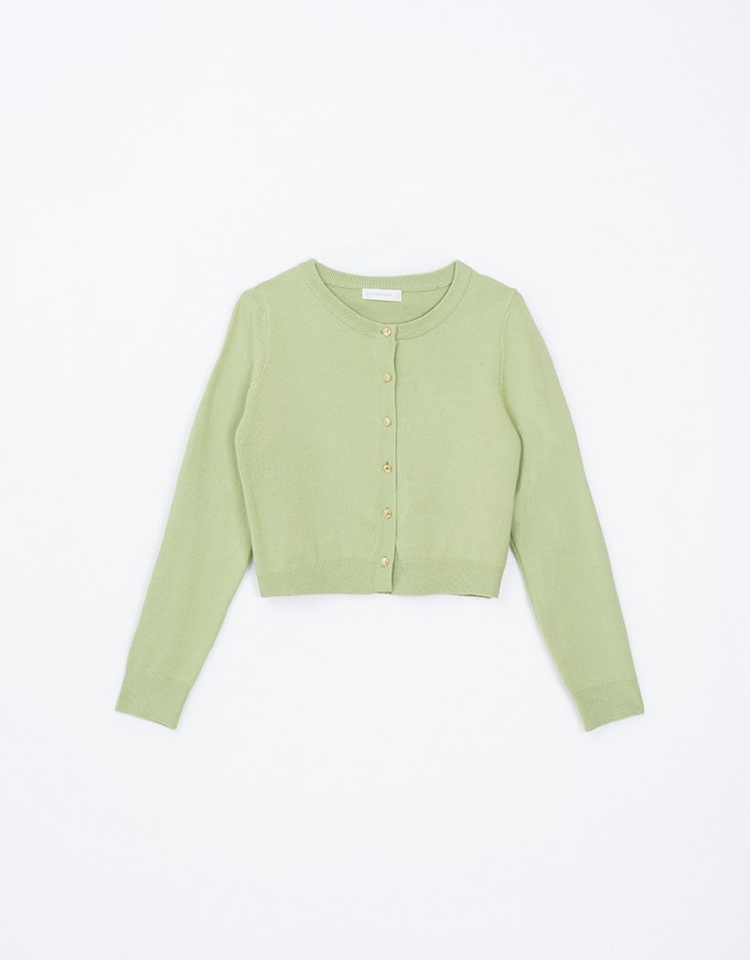 AIR SPACE Logo Gold Button Thick Knit Top