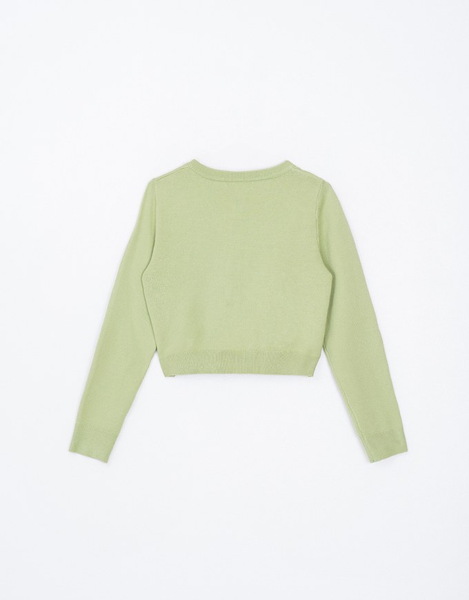 AIR SPACE Logo Gold Button Thick Knit Top