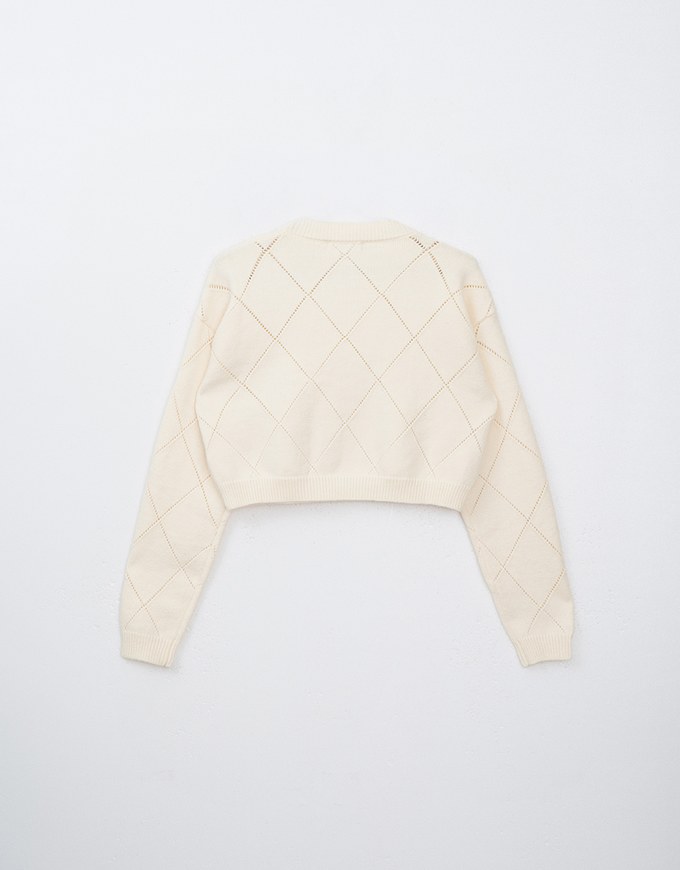 Solid Color Argyle Knit Sweater