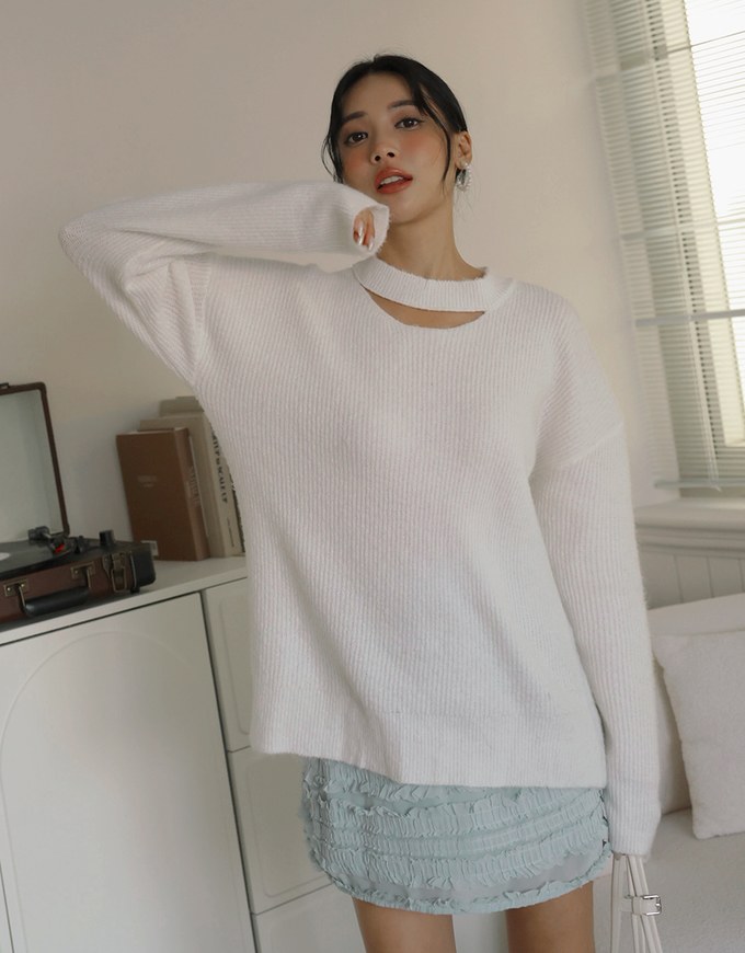 Halter Cutout Oversized Knit Sweater