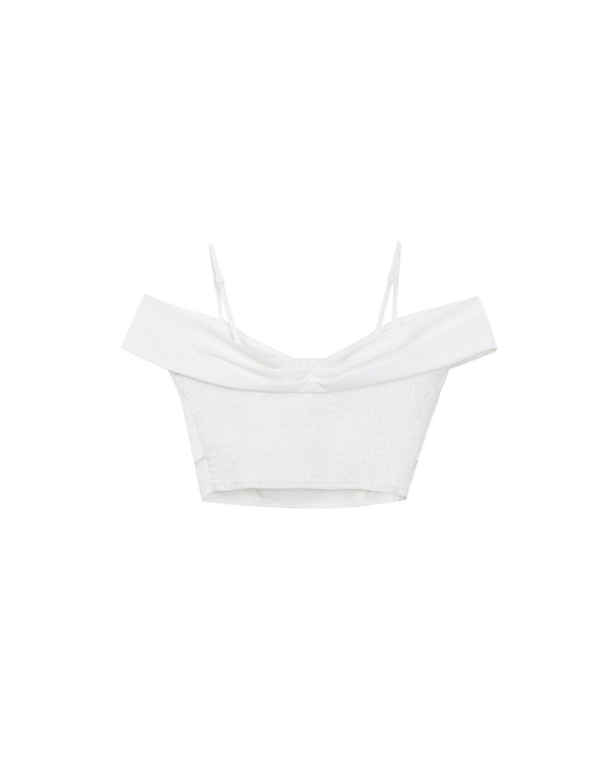 Off Shoulder Cross Draped Detail Padded Cropped Top