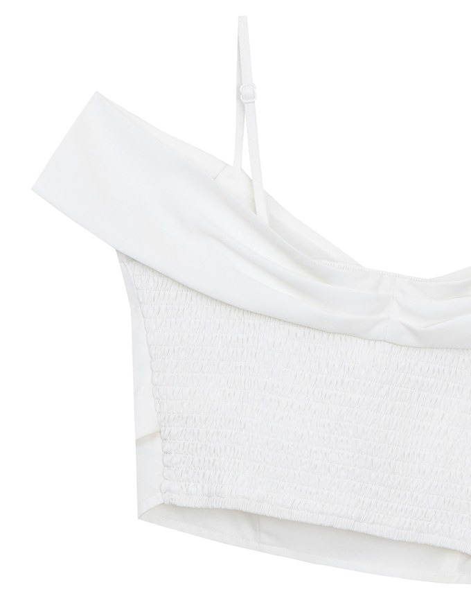 Off Shoulder Cross Draped Detail Padded Cropped Top