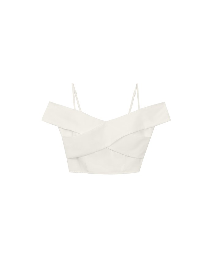 Off Shoulder Cross Draped Detail Padded Cropped Top