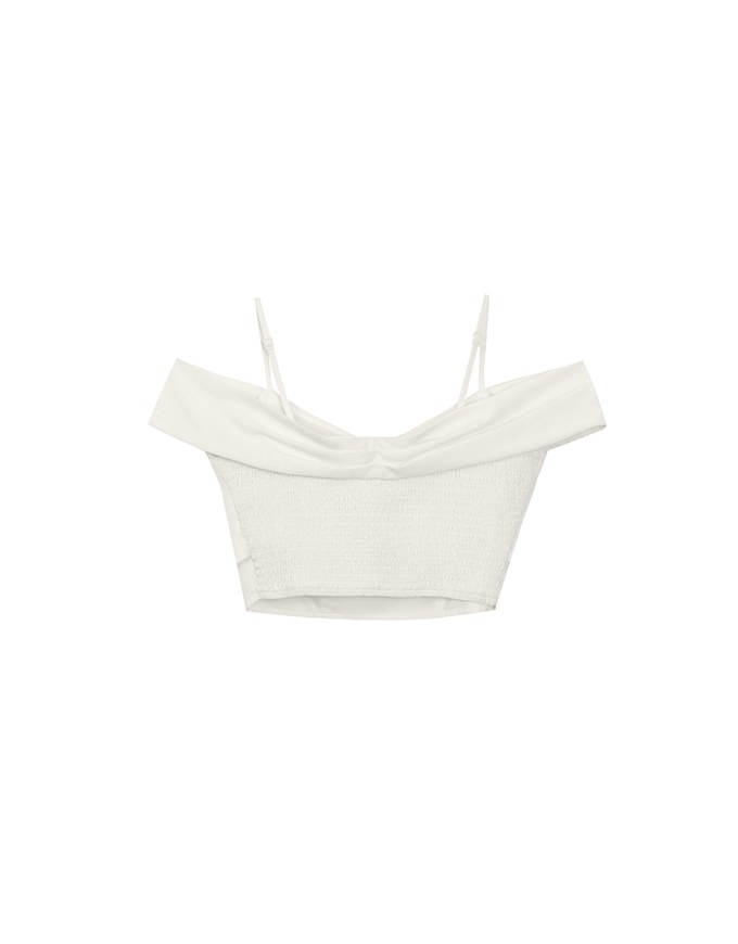 Off Shoulder Cross Draped Detail Padded Cropped Top