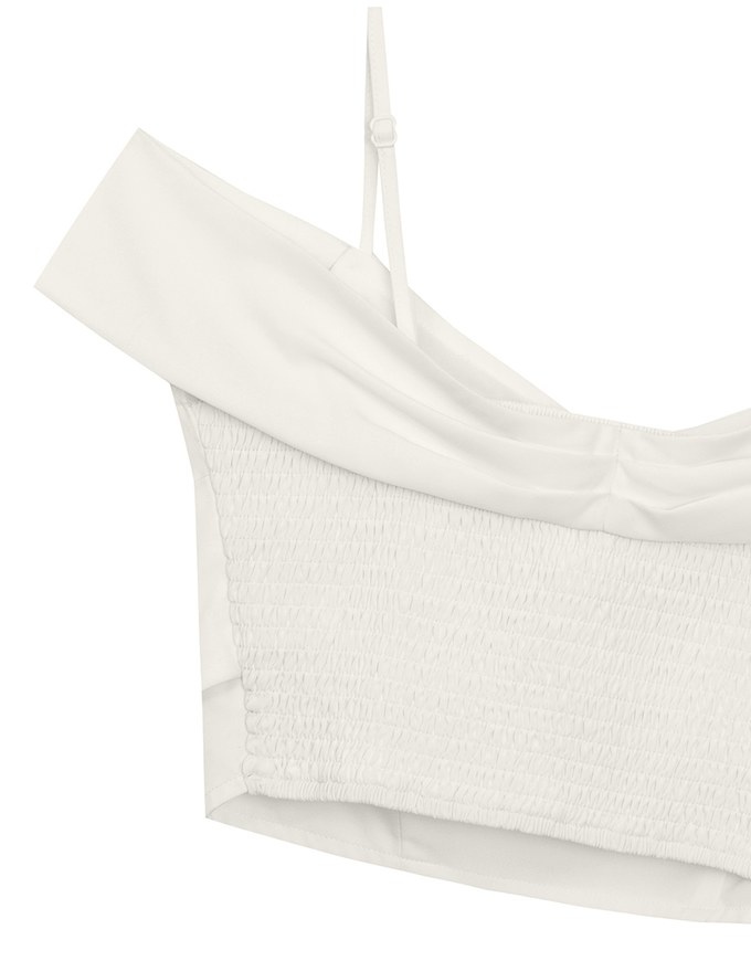 Off Shoulder Cross Draped Detail Padded Cropped Top