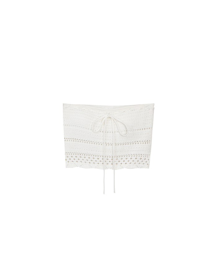 2 Way Convertible Lace Crochet Bandeau Top with Tie Detail