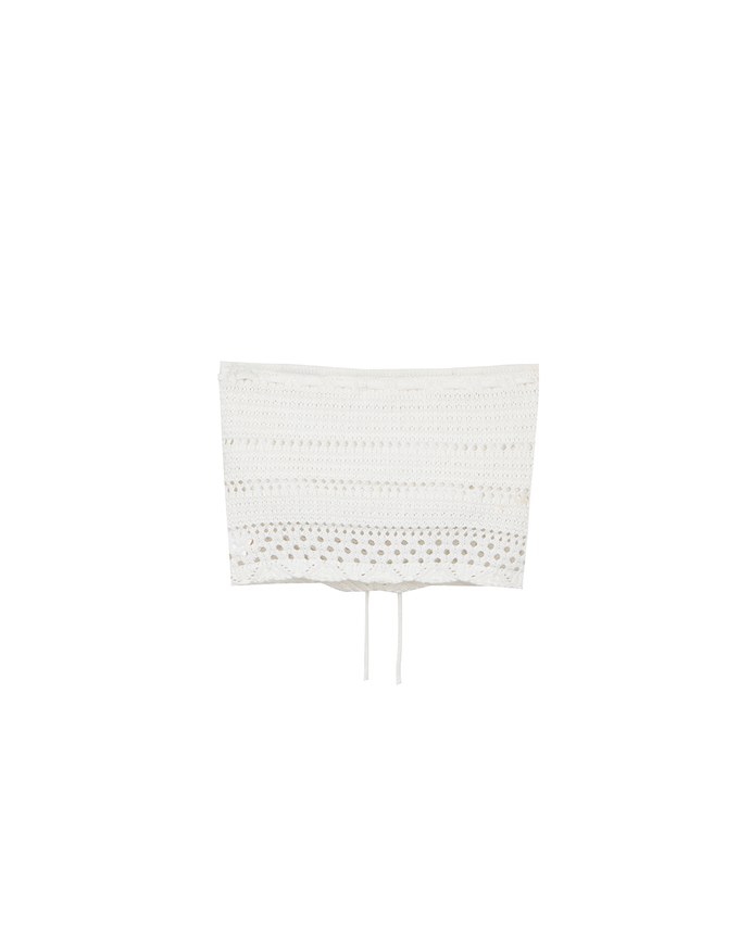 2 Way Convertible Lace Crochet Bandeau Top with Tie Detail