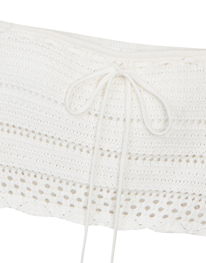 2 Way Convertible Lace Crochet Bandeau Top with Tie Detail