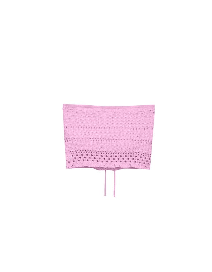 2 Way Convertible Lace Crochet Bandeau Top with Tie Detail