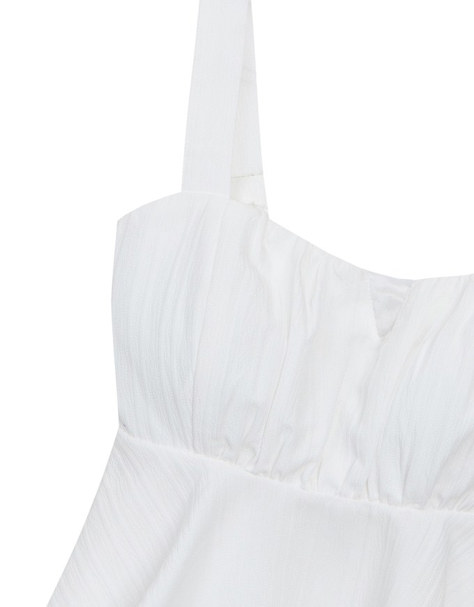Striped Textured Wide Strap Flowy Crinkled Peplum Top