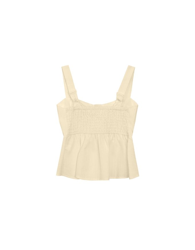 Striped Textured Wide Strap Flowy Crinkled Peplum Top