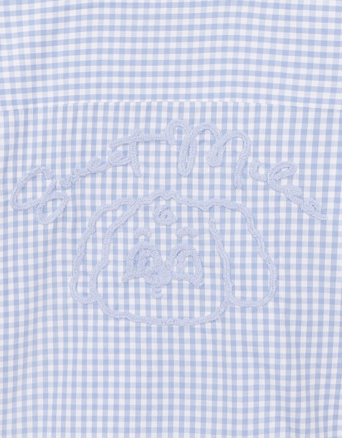 【Lyra & Toby】Embroidery Graphic Oversized Gingham Shirt Blouse