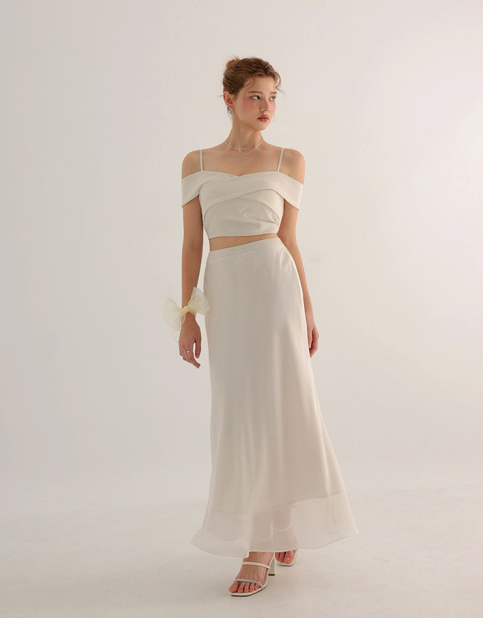 Layered Hem Flowy Chiffon Mermaid Maxi Skirt