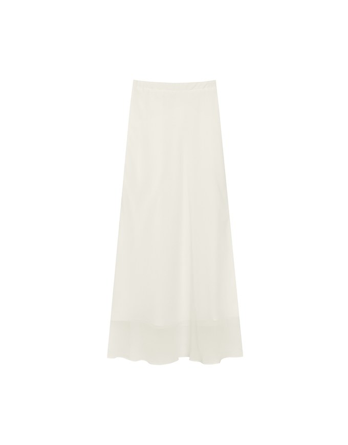 Layered Hem Flowy Chiffon Mermaid Maxi Skirt