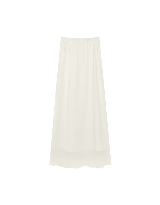Layered Hem Flowy Chiffon Mermaid Maxi Skirt