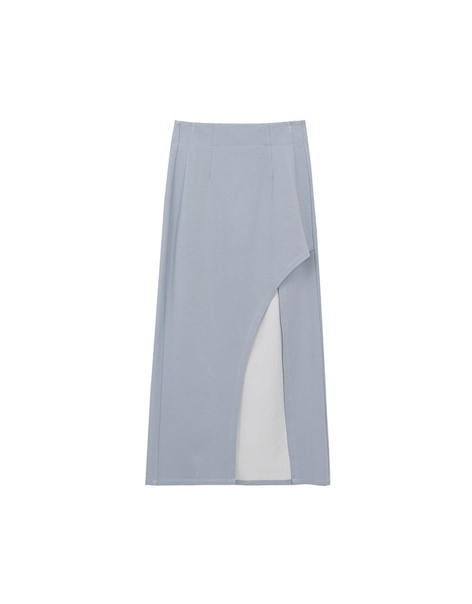 AIRY HOURGLASS Cooling Front Asymmetric Slit Maxi Skirt with Back Pockets