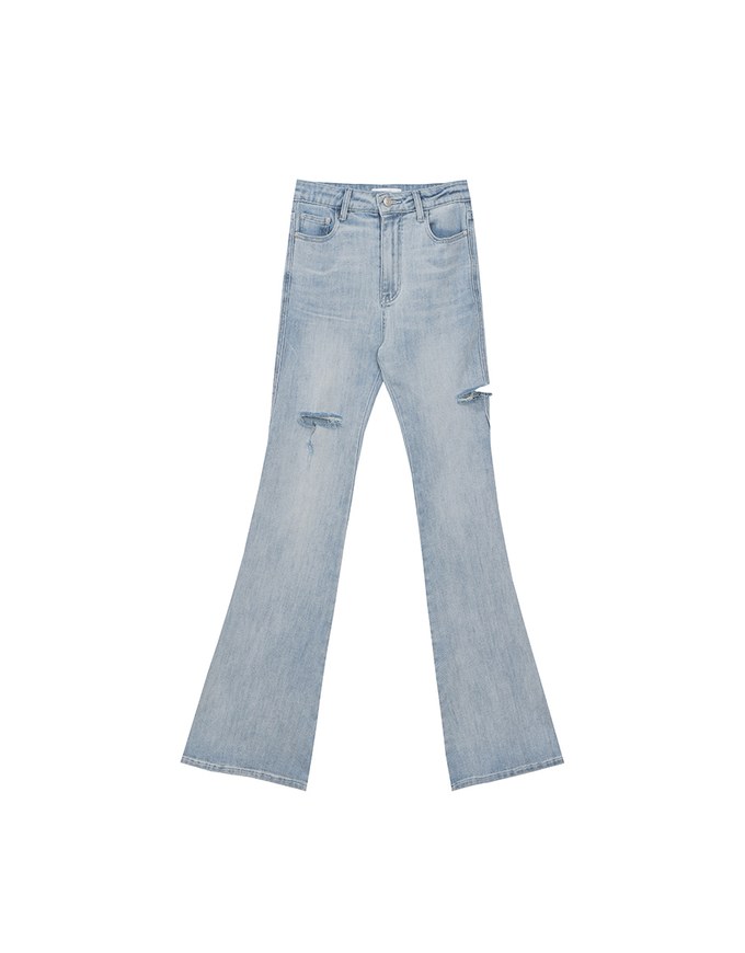 High Waist Vintage Distressed Slim Fit Jeans Denim Flare Pants