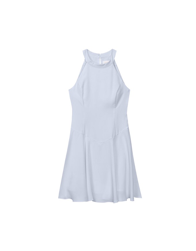 Halter Neck Sleeveless Flare Hem Padded Mini Dress