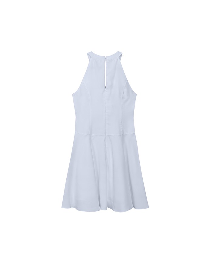 Halter Neck Sleeveless Flare Hem Padded Mini Dress