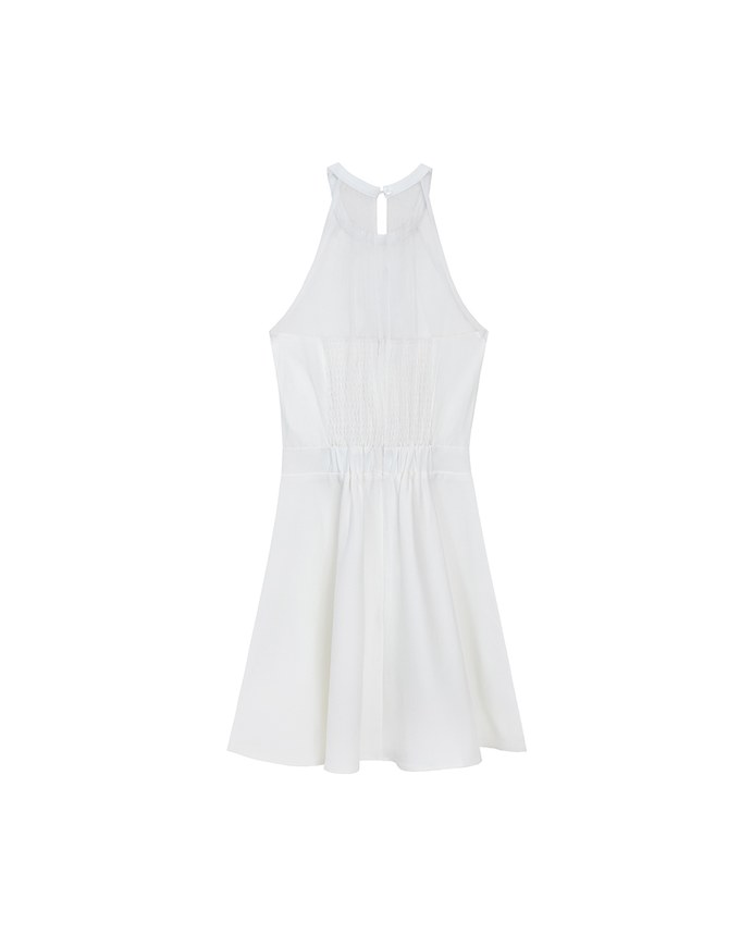 Sweetheart Neckline Padded Mini Dress with Sheer Mesh Halter Panel