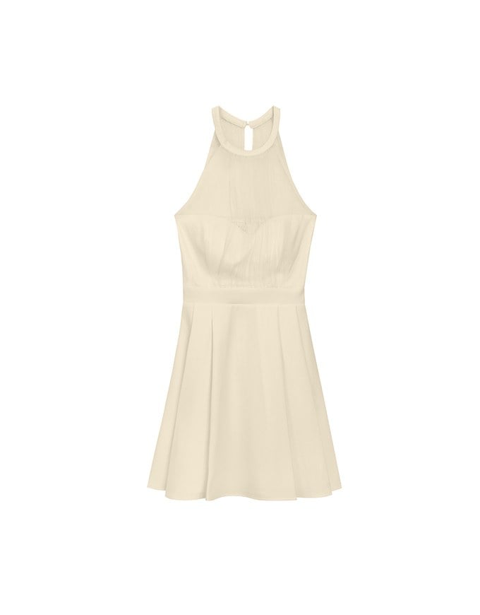 Sweetheart Neckline Padded Mini Dress with Sheer Mesh Halter Panel