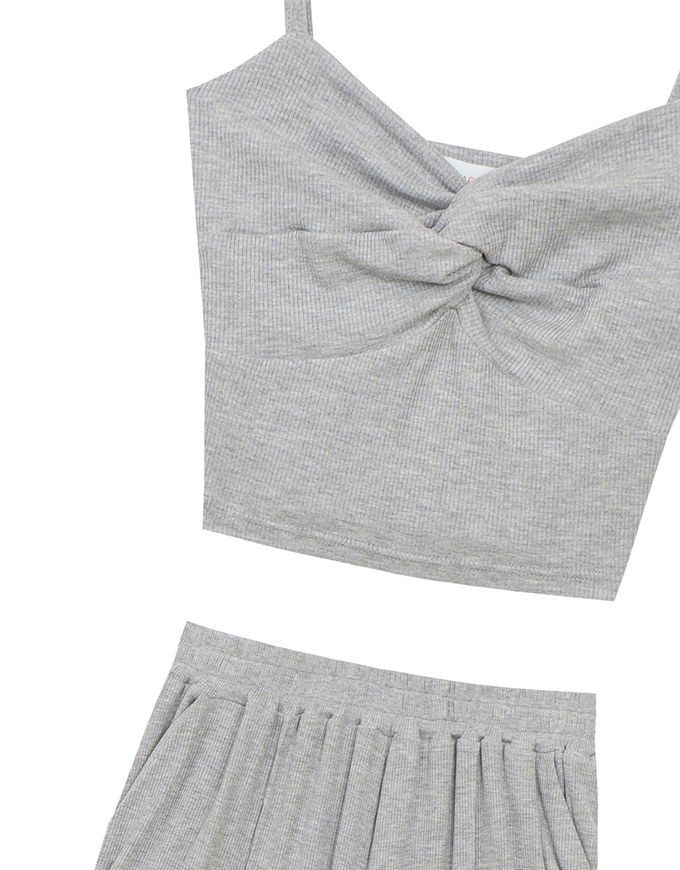 Twist Front V Neck Spaghetti Cami Top and Elastic Waist Relaxed Pants Setwear