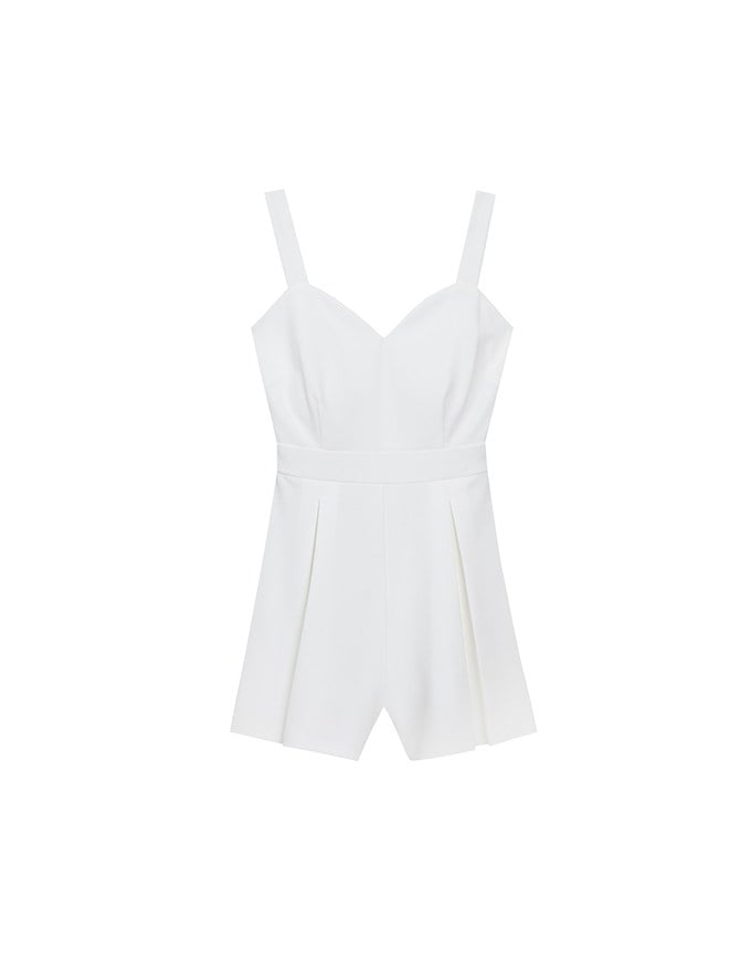 Sweetheart Neckline Wide Strap Pleated Padded Jumpsuit