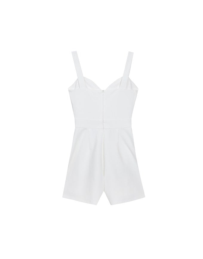 Sweetheart Neckline Wide Strap Pleated Padded Jumpsuit