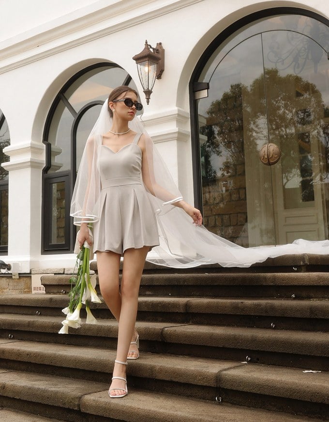 Sweetheart Neckline Wide Strap Pleated Padded Jumpsuit