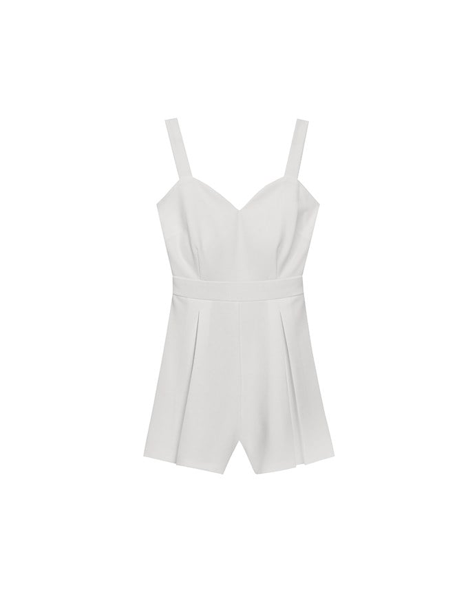 Sweetheart Neckline Wide Strap Pleated Padded Jumpsuit