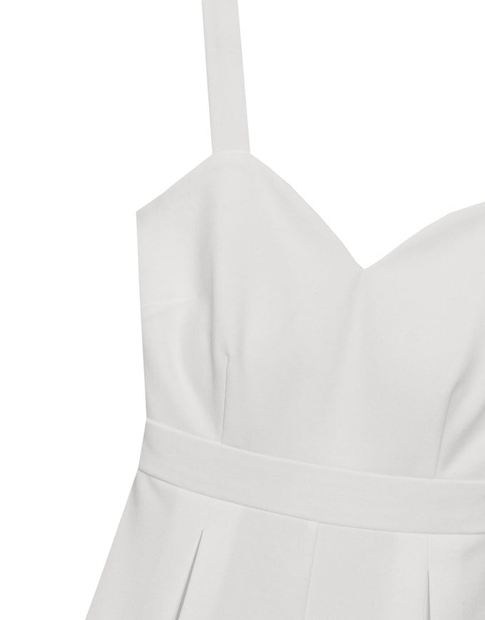 Sweetheart Neckline Wide Strap Pleated Padded Jumpsuit