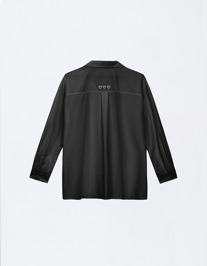 Air Space Logo and Heart Shaped Embroidered Collar Blouse