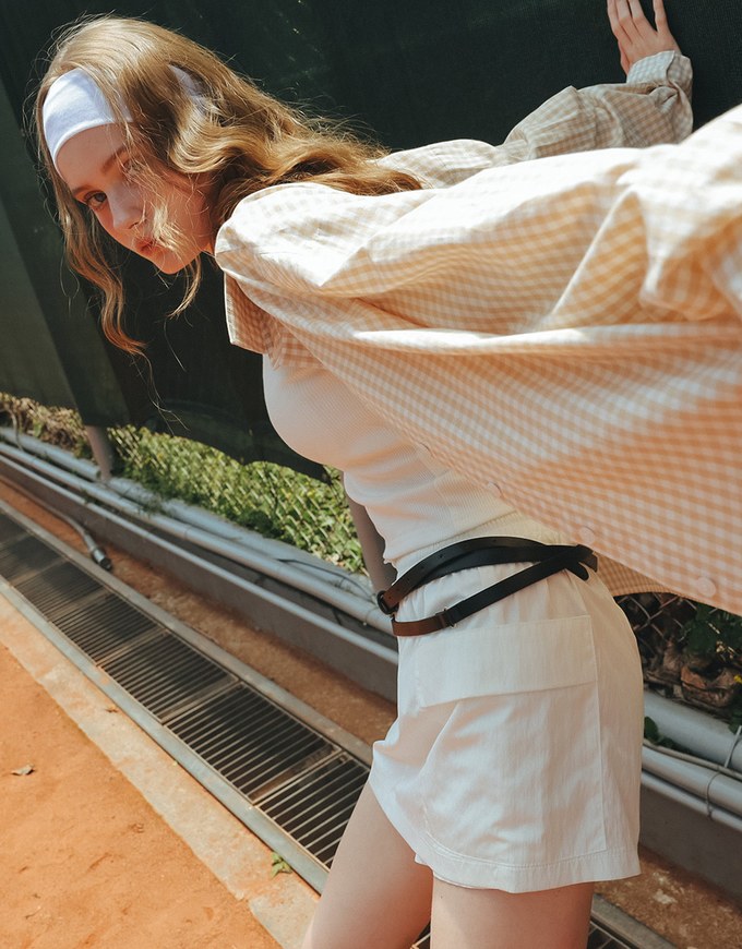 【Lyra & Toby】Embroidery Graphic Oversized Gingham Shirt Blouse