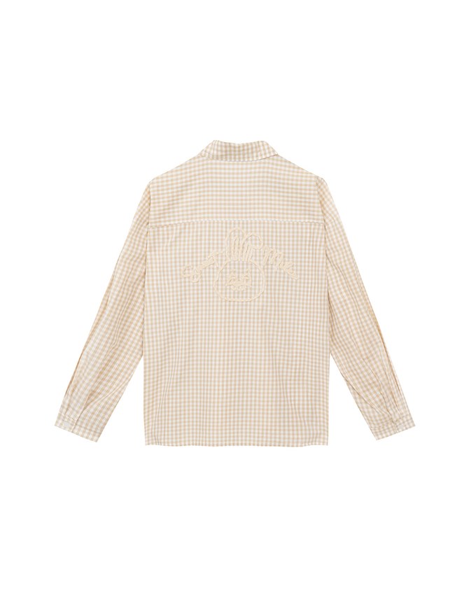 【Lyra & Toby】Embroidery Graphic Oversized Gingham Shirt Blouse