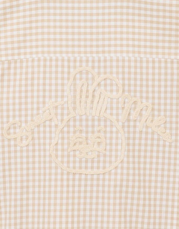 【Lyra & Toby】Embroidery Graphic Oversized Gingham Shirt Blouse