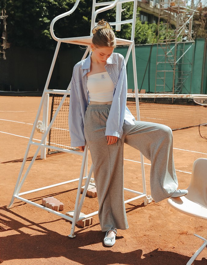 【Lyra & Toby】Embroidery Graphic Oversized Gingham Shirt Blouse