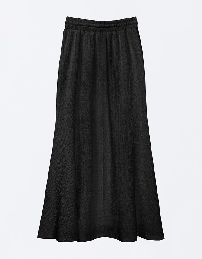 Embossed Knit Drawstring Waist Maxi Skirt